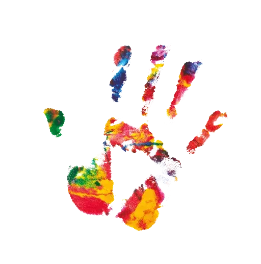 Logo with colorful hand